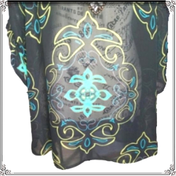 Madison Sheer Rhinestone Swim Suit Tunic Cover Size Med - Picture 3 of 10